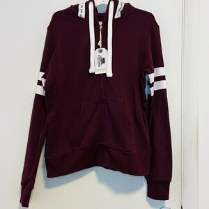 Reflex Burgundy Hoodie with White Stripes